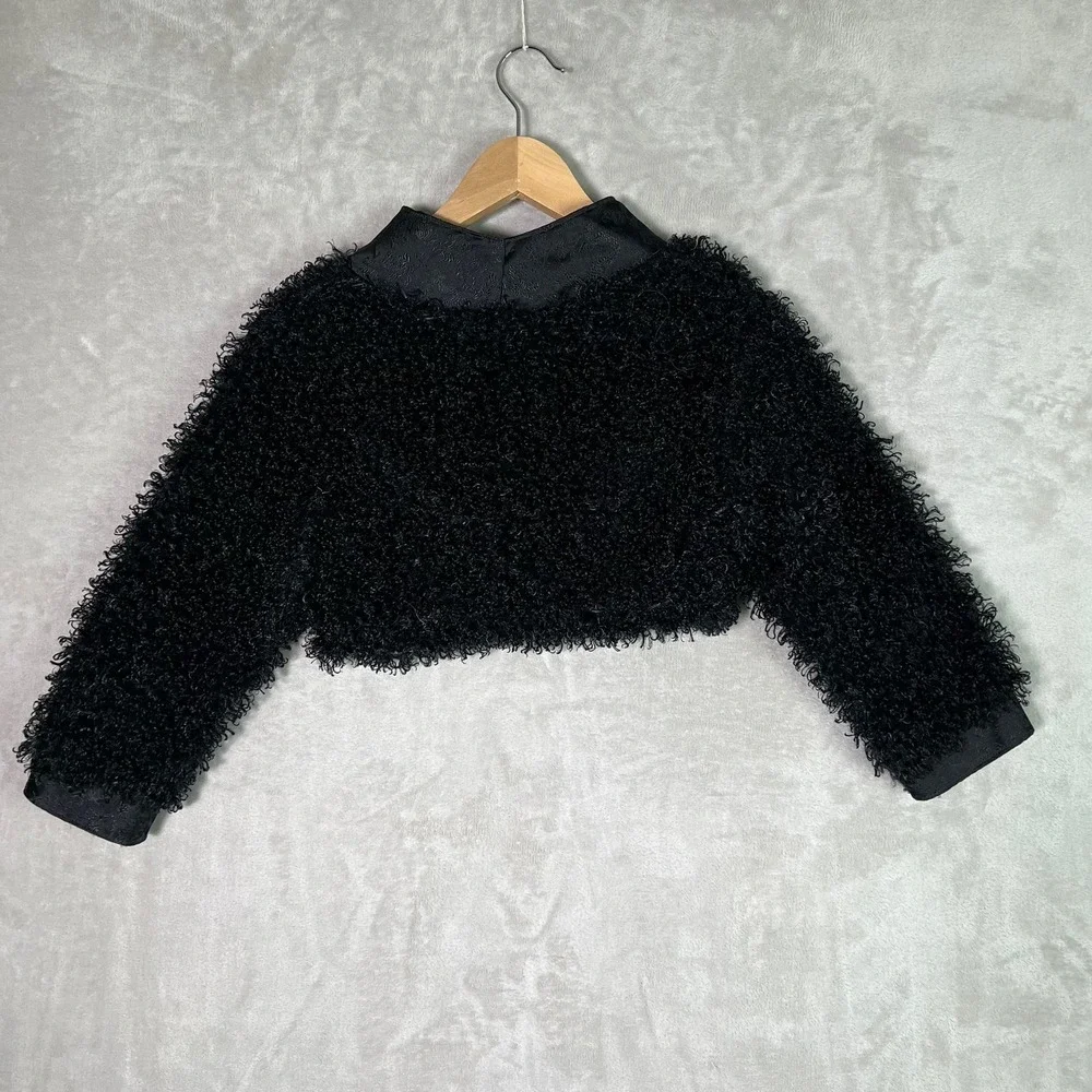 Black Textured Bolero Shrug Gothic Victorian Cropped Jacket Handmade by Shenova - Picture 2 of 11